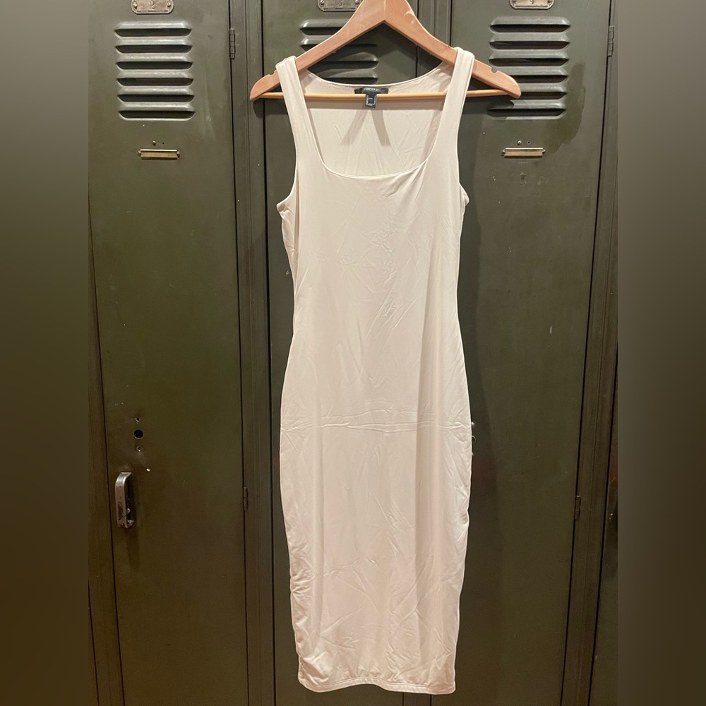 Forever 21 Cream Midi Bodycon Dress